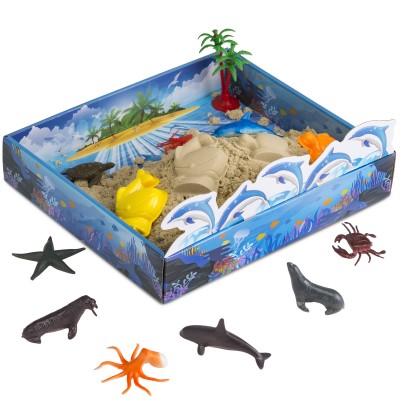Cool Sand 3D Sand Box - Kinetic Play Sand For All Ages - Includes: 10 Shaping Molds, 12 Dino Figures, 1 lb. of Cool Sand and 3D Tray - Dino Discovery Edition   566220741